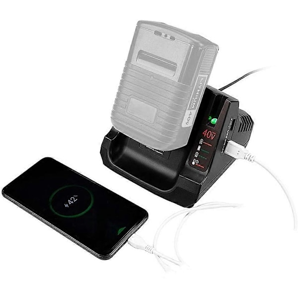 36V 40V MAX Akkulaturi 2 USB-liitännällä, korvaa Black+Deckerin laturin