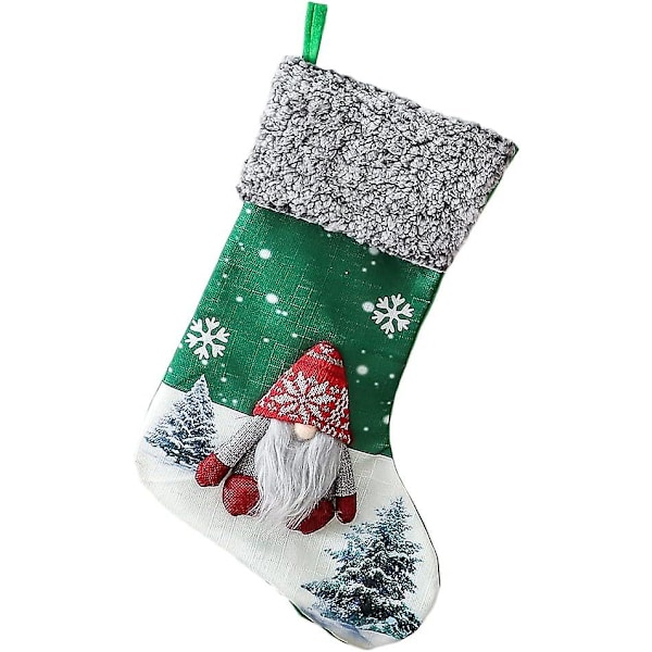 Christmas Stockings Doll Stockings Fireplace Hanging Stockings For Kids Family Holiday Christmas Decoration Party Decoration 18 Inch Green