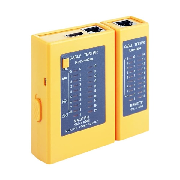 3-i-1 Kabeltester HDMI Tester Nettverkstester RJ11 RJ45 Kabeltester -9V/USB Strømforsyning