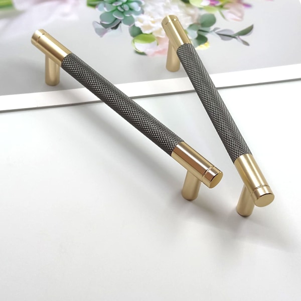 Sæt med 10 Moderne Guld Skabshåndtag 128mm Hulafstand Køkkenlåge Håndtag Vintage Greb til Køkkenskabe, Kommode, Garderobe (Guld Grå)