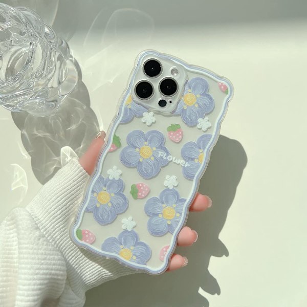 Kompatibelt med iPhone 11 Skal för Kvinnor Flickor, Sött Blommönster Mode Slim Mjukt Silikon TPU Skyddsskal för iPhone 11 6.1＂-Blå