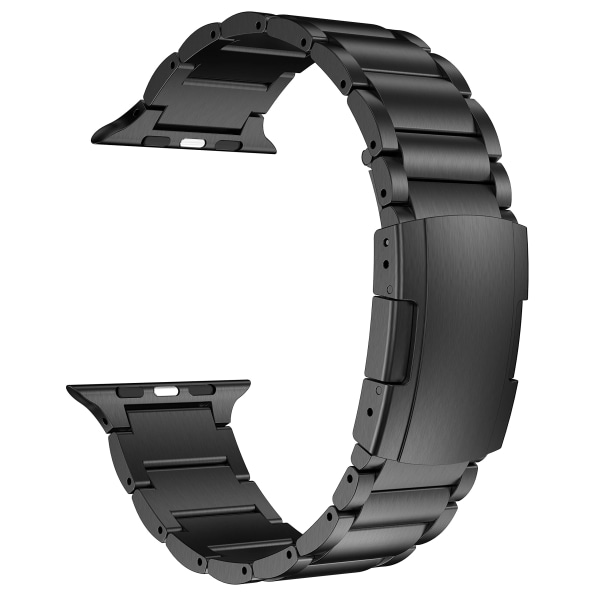 Armband i titan, metallrem med sköldpaddsspänne, kompatibel med Apple Watch Series 9/Ultra 2/SE/8/7/2023, 45 mm/44 mm/49 mm, svart 45mm/44mm/49mm