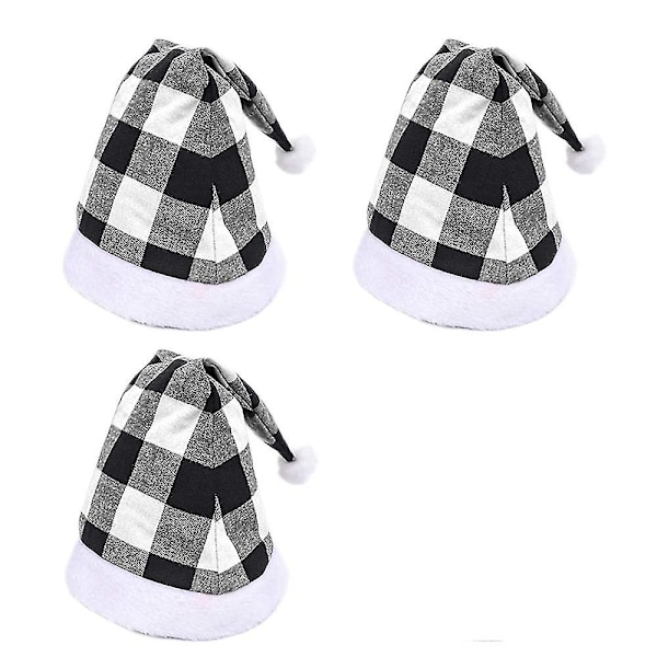 3pack Christmas Santa Hat Plaid Santa Hat Plush Hat For Christmas Costume Party And Holiday Event