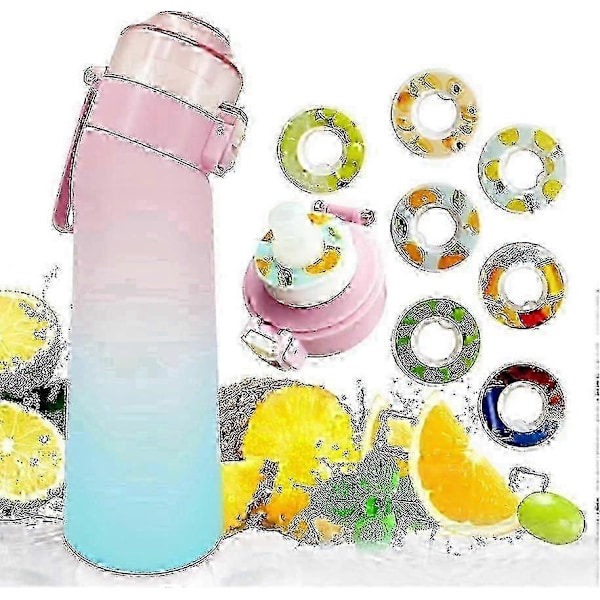 Smaksatt Vannflaske med 7 Pods Air Water Up Flaske Frostet Svart 650 ml Air Startup Sett Vannkopp for Camping Sport 0 Lilla