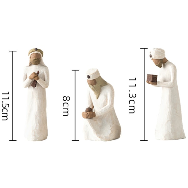 3-pack Willow Tree Nativity Figur Staty Handmålad Dekoration Julgåva Juldekoration Ornament