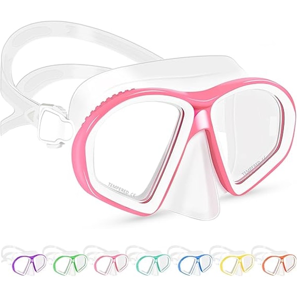 Simglasögon för barn, härdat glas simglasögon med nässkydd, simglasögon dykmask snorkelmask för barn 6-14 år