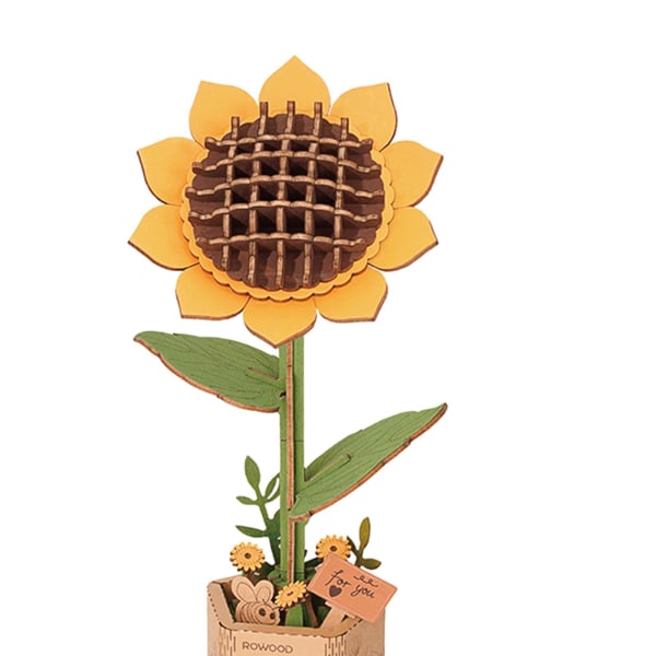 Blomsterbuket byggeminiklodser Blomsterbuketbyggesæt mini kunstige blomster byggeklodser, solsikke sunflower