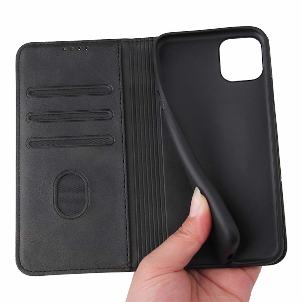 iPhone 11 Fodral Premium PU Läder Plånboksfodral med Korthållare Ställ Inbyggd Magnetisk Stängning Flip Folio Telefonskal för iPhone 11 - Svart