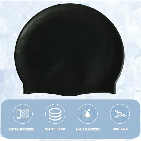 Badehetter for barn 100% Silikon badehetter for gutter og jenter, Komfortabel stretch vanntett badehette, Stretch badehetter for langt og kort hår, Hvit