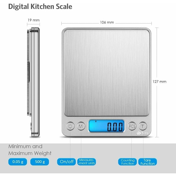 0,01 g - 500 g Elektronisk lommevekt digital LCD vekt mat kjøkkenvekt ultra slank design og smykker