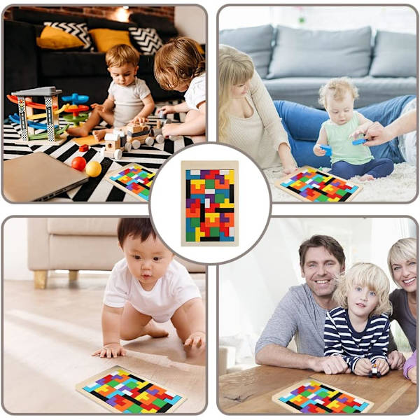 40 Biter Trepuslespillsett, Intelligensleke for Barn, Puslespillboks, Hjernespill, Byggekloss, Pedagogisk Gave til Gutter, Jenter, Barn, Julegave