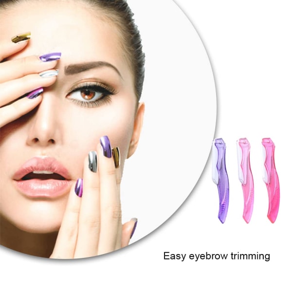 3 stk Øyenbrynsbarbermaskiner Bærbare ansiktshårfjernere Skarpe sammenleggbare ansiktsbarbermaskiner for kvinner og menn