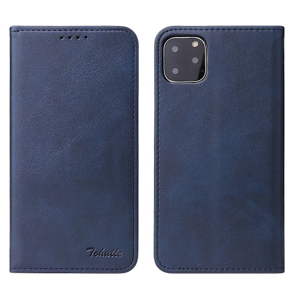 iPhone 11 Fodral Premium PU Läder Plånboksfodral med Korthållare Ställ Inbyggd Magnetisk Stängning Flip Folio Telefonskal för iPhone 11 - Blå
