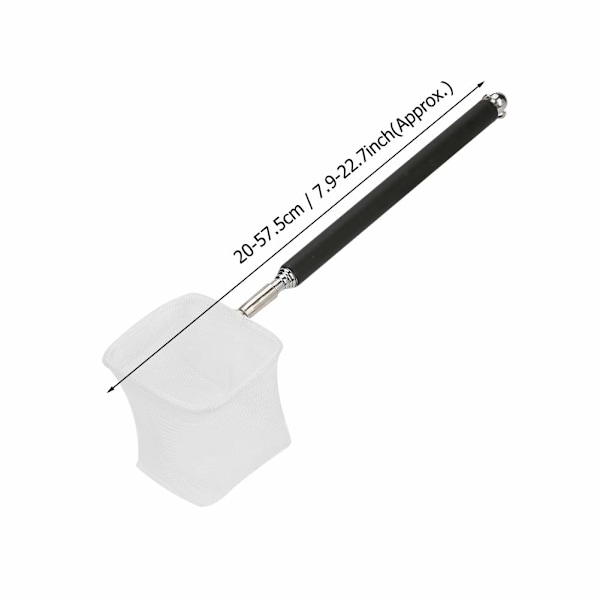 Justerbar Mini Fiskenet Stang til Akvarium Rejer 20-57.5cm Udtrækkelig (Firkantet net - Sort)