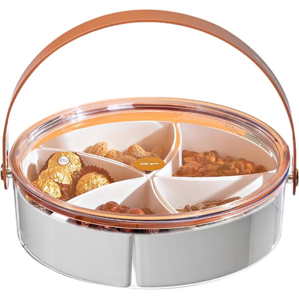 Rund transparent delad bricka, bärbar snacksbricka för godis, frukt, nötter, lämplig för fest, underhållning, picknickaptitretare bricka (transparent)