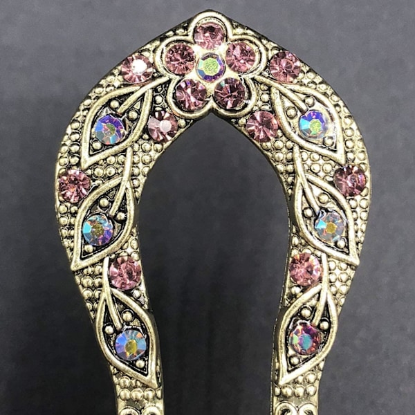 2 stk. Vintage Hårpinne, Krystall Rhinestone Dobbel Hårnål Hårfrisyre Chignon Hårnål