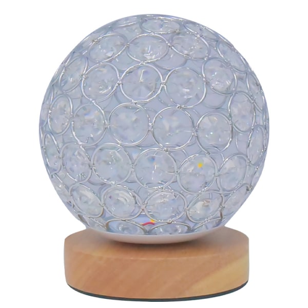 Krystall USB-bordlampe Sølv krystallkule med trebase Nattbordslampe Dimbar  nattlys for soverom, stue, kontor, beste gaver 5968 | Fyndiq