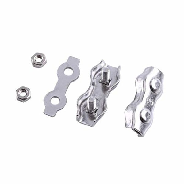 10 stk. M3 Duplex Clips Wire Rope Clips Rustfrit Stål Duplex Klemme 2-Post Wire Rope Clip Kabelklemme Sejlklemme