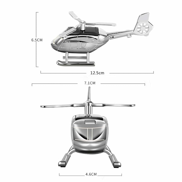 1 st Helikopter Bil Arom Ornament Dekorativ Solenergi Roterande Helikopter Legering Luftfräschare Arom Prydnad för Bil Fordonsinstrumentbräda