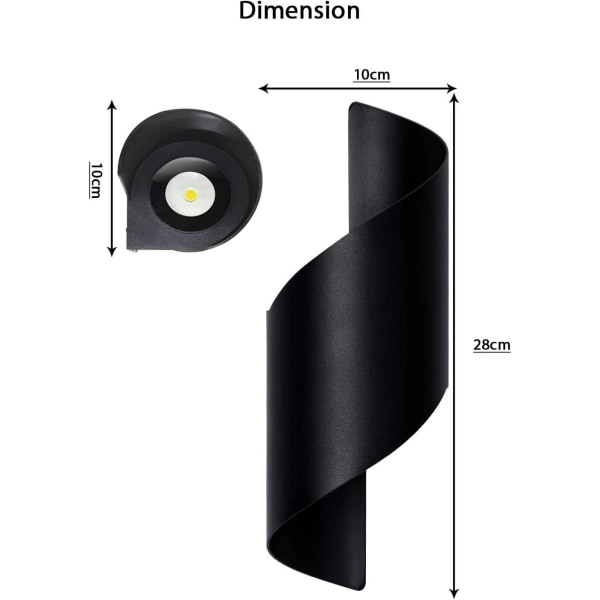 10W utomhusvägglampa, LED vattentät vägglampa, färgtemperatur - kall vit, (svart)