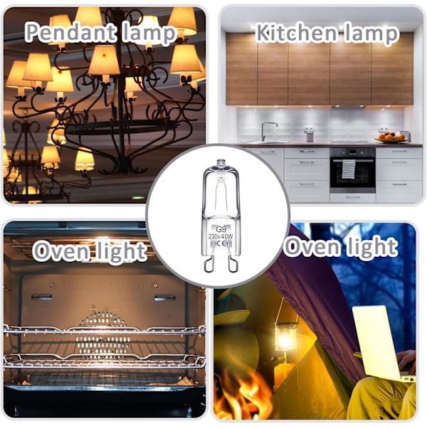 G9 LED-pære, koldt hvidt, 40w 230v G9 halogenpære til bordlampe, skabslampe, ovn, 600lm 2700k G9 kapselpære, 10 stk.