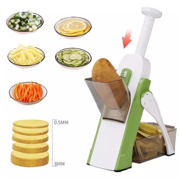 Safe Slice Vegetable Chopper with Slicer, Dicer, Juliennes & Multi Chip Size Cutting Functions (Grey)