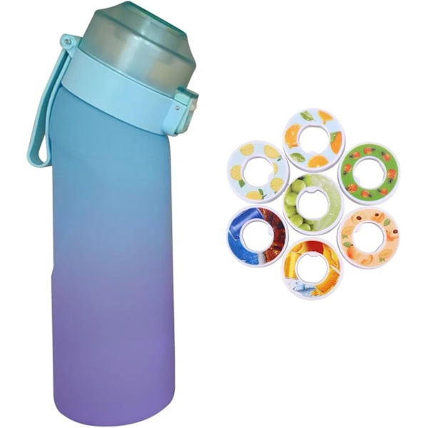 650 ml flaska ren luft fitness vattenflaska sport, 7 smaker doftande ringar för dig att välja BPA-fri doftande vattenflaska blue