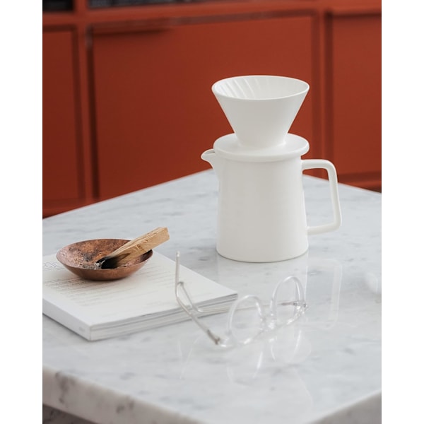 500ML Häll över Kaffeset, Premium Keramisk V60 Droppare och Karaff, 1-2 Koppars Hemfilter Kaffebryggare (Vit)