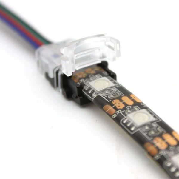 LED-stiftanslutning, 10 st 4-stifts LED-stripkontakt för 10 mm RGB 5050 Vattentäta snabbkontakter Fäst lödfri adapter