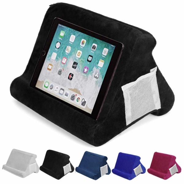 Foldbar Pute Stativ for Tablet Bokstøtte Lesestøtte Pute Multi-Vinkel Myk Pute Stativ Tablet Stativ Sofa Pute Stativ eLesere, Svart black