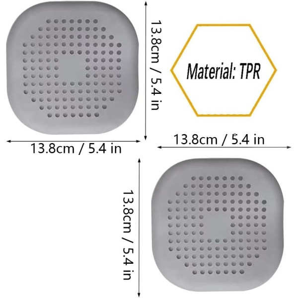 2 stk silikonavløpsbeskytter, kjøkkenvaskfilter med sugekopp, badekaravløpsdekselfilter, kjøkken- og baderomsvaskfilter.