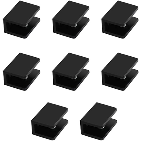 Pakke med 8 firkantede glashylde klemmer i aluminiumslegering, clipsholder, støttebeslag (B: Egnet til 5-8 mm tykt glas)