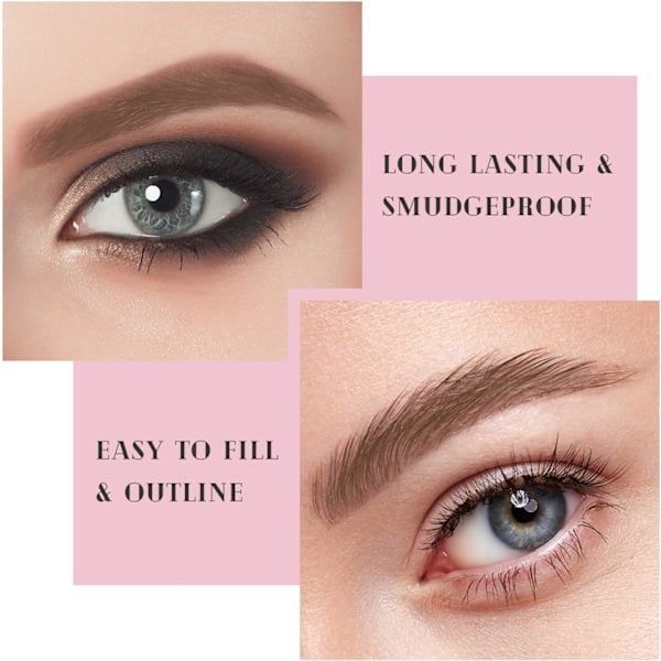 Ögonbrynspenna med dubbla ändar, Vattentät ögonbrynspenna, Kladdfri och långvarig ögonmakeup, 1-pack #02