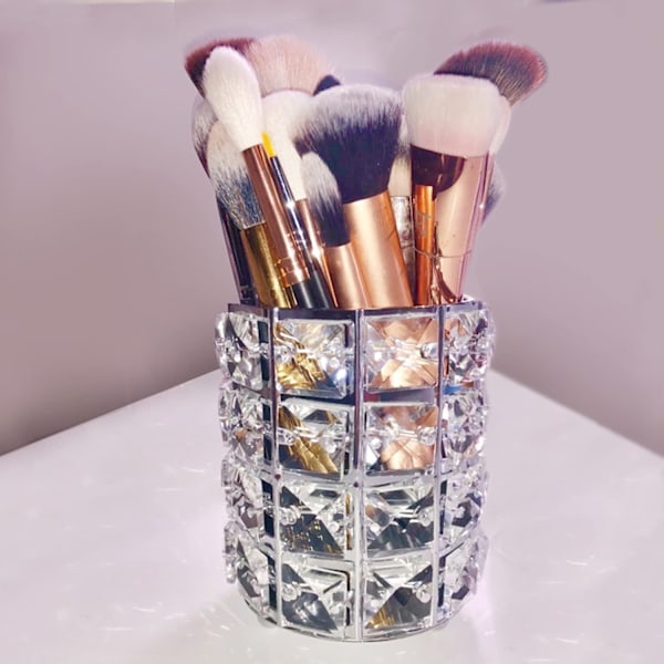 Makeup børsteholder Organizer Golden Crystal Bling Personlig Guld Kam Børster Pen (Crystal Pot-Sliver)