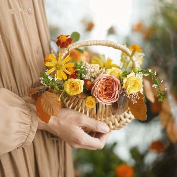 2 stk. Vævede Vikkerkuraner, Håndholdte Blomsterarrangementskurve Håndvævede Blomsterpotter, Bryllupsblomsterpigekurve til Hjemmehavedekoration