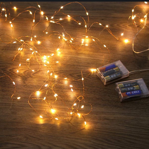 LED-ljuskedja, batteridrivna lampor för sovrum, jul, fest, bröllop (5 m/varmvit), 1-pack