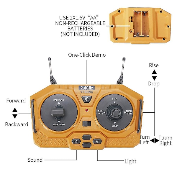 Fjärrstyrd Bulldozer Leksaker, 1:24 RC Lastbilar Fjärrstyrd Grävmaskin, för 4-15 År