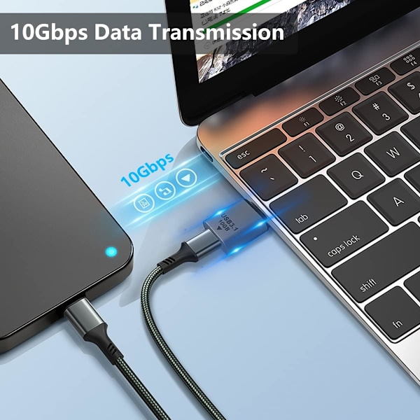 USB C Hunn til USB Hann Adapter, USB 3.1 Type C til Type A Lader Konverter, Ladekompatibel med iPhone, MacBook, Samsung Galaxy, 2-pakning