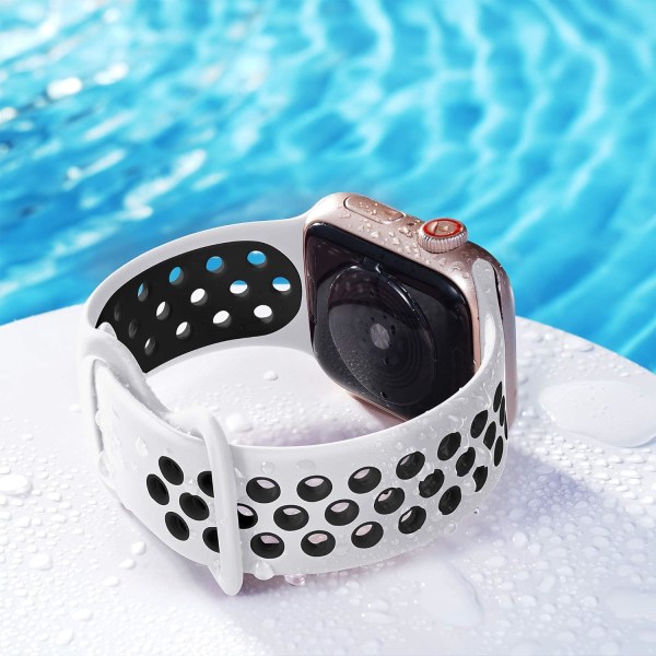 Apple Watch hihnan kanssa yhteensopiva silikoninen urheiluhihna, hengittävät vaihtohihnat Apple Watch Ultra/Ultra 2/iWatch SE -sarjalle 9 8 7 6 5 4 3 2 1