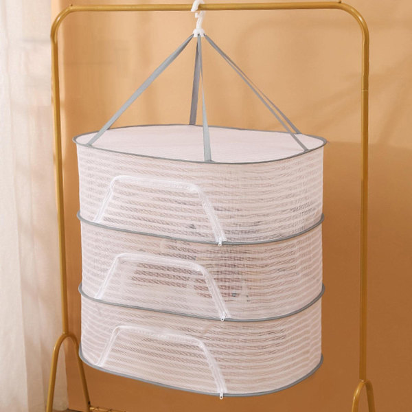 Tørrenet, Foldsammenlignet Mesh Tøj Sweater Flad Tørrestativ med Drejelig Krog, Tørrestativ, Husholdnings Anti-deformation Åndbar Sweaters Tørrebur