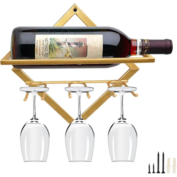 Metal Vægmonteret Vinreol, Foldbar Vægmonteret Vinreol Organizer, Rødvinsflaske Display Stand Med Skruer, Til Hjemmekøkken Bar Vægdekoration