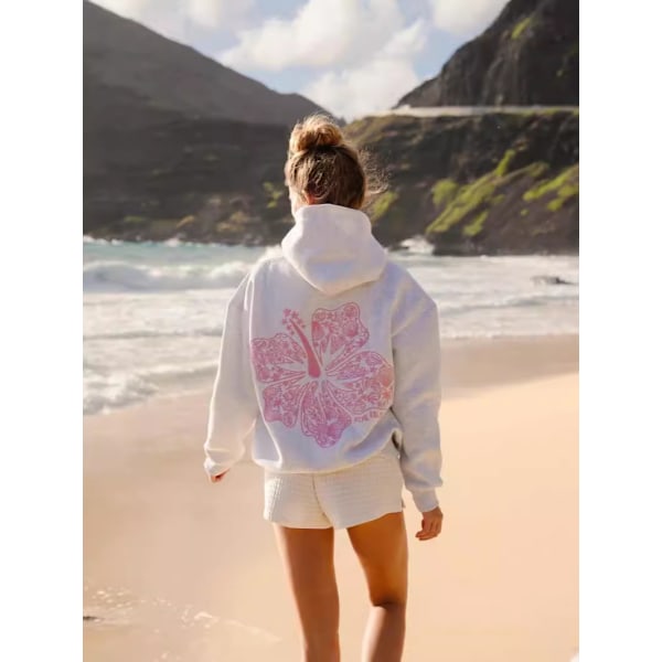 Palm Puff Oversized Hettegensere for Kvinner, Preppy Genser med Lange Ermer for Tenåringsjenter Y2K Grafisk T-skjorte med Lommer Rosa S