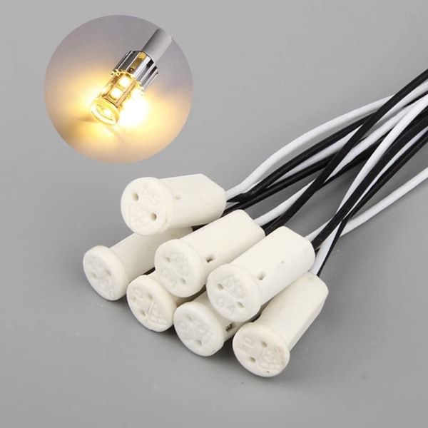 25 stykker G4 pæreholder lampefatninger Keramisk sokkel med 20 cm teflontråd G4 halogenfatninger til kvartshalogenlamper LED-glødelampe