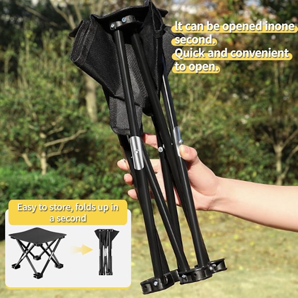 Foldbar Skammel, Foldbar Skammel med Stabile Ben og Bærepose, 33 * 33 * 33cm, til Picnic, Fiskeri, Se Spil