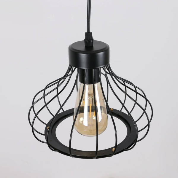 E27 Vintage metalliriippuvalot Vintage musta häkkilamppu Kattovalaisin metallinen lampunvarjostin ravintolaan olohuoneeseen makuuhuoneen keittiöön (ei polttimoa)