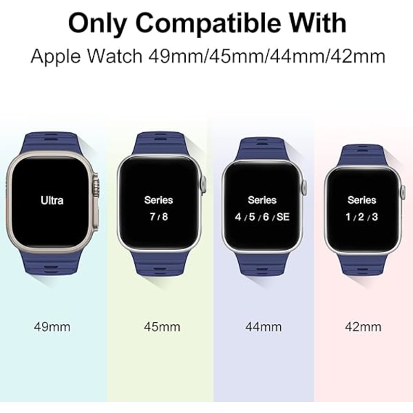 Sportsremme Kompatible med Apple Watch Ultra Remme 49mm, Blød Silikonerem til iWatch Ultra 2 Serie 9 8 7 6 5 SE 4 3 2 1