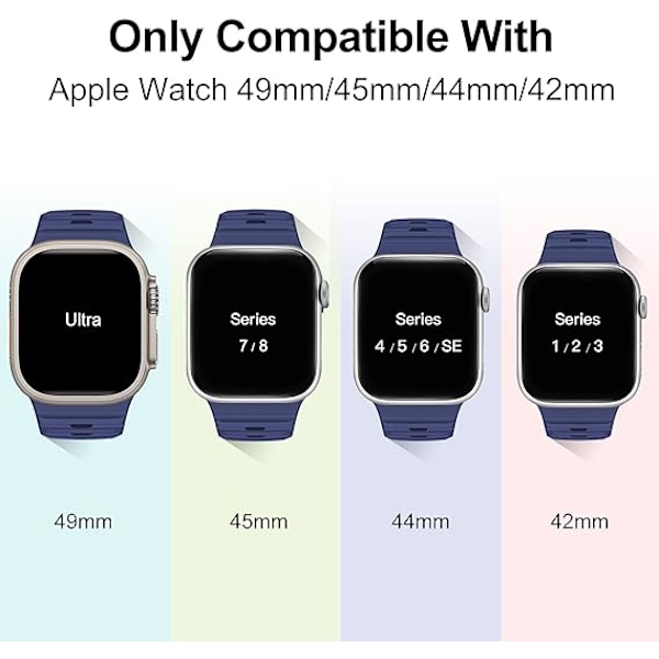 Urheilurannekkeet Yhteensopivat Apple Watch Ultra -rannekkeiden 49 mm kanssa, pehmeä silikoniranneke iWatch Ultra 2 Series 9 8 7 6 5 SE 4 3 2 1 -kelloille