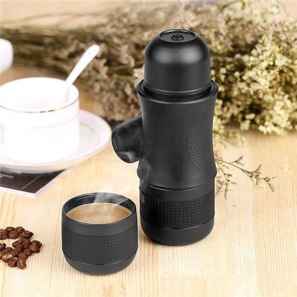 Kannettava espressokone, pieni matkakahvinkeitin - Musta - Espresso - Jauhettu kahvi