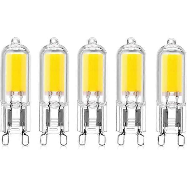 5-pak 2W G9 Kapselsokkel COB LED Pærer 220V 200 Lumen 10W-20W Halogenlampe Ækvivalent til Lysekrone Bordlampe Vægslampe Varmt Hvidt 3000K