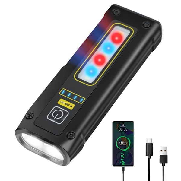 LED Ficklampa, USB Uppladdningsbar LED Ficklampa, Lättviktiga Nödficklampor 1200mAh, 4 Lägen Belysning Ficklampor